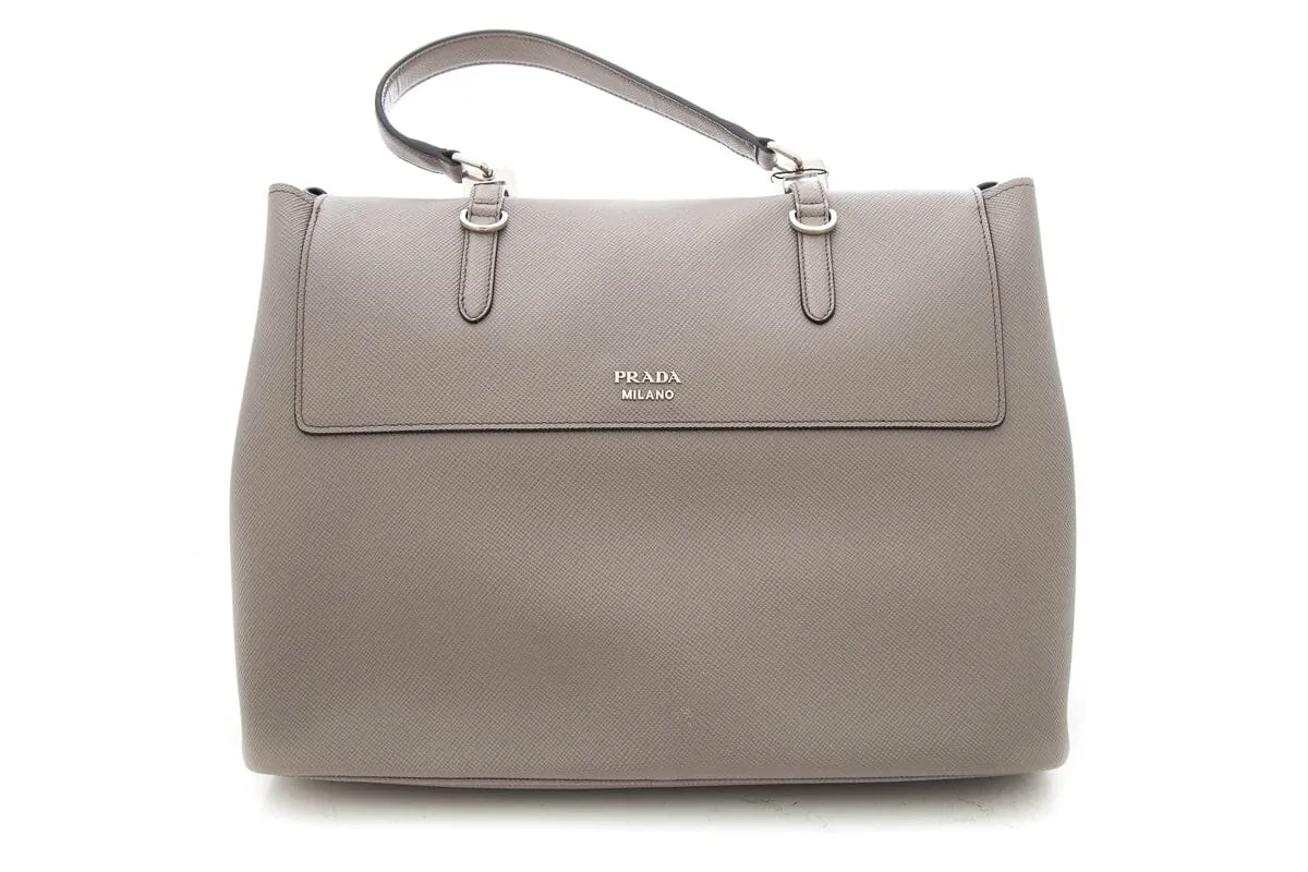 Prada Saffiano Cuir Double Turn Lock Handbag