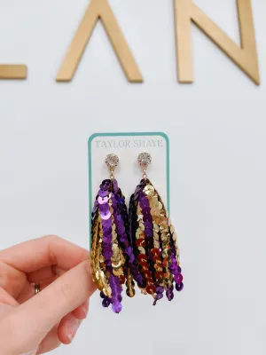 Purple Gold Tassel Earrings