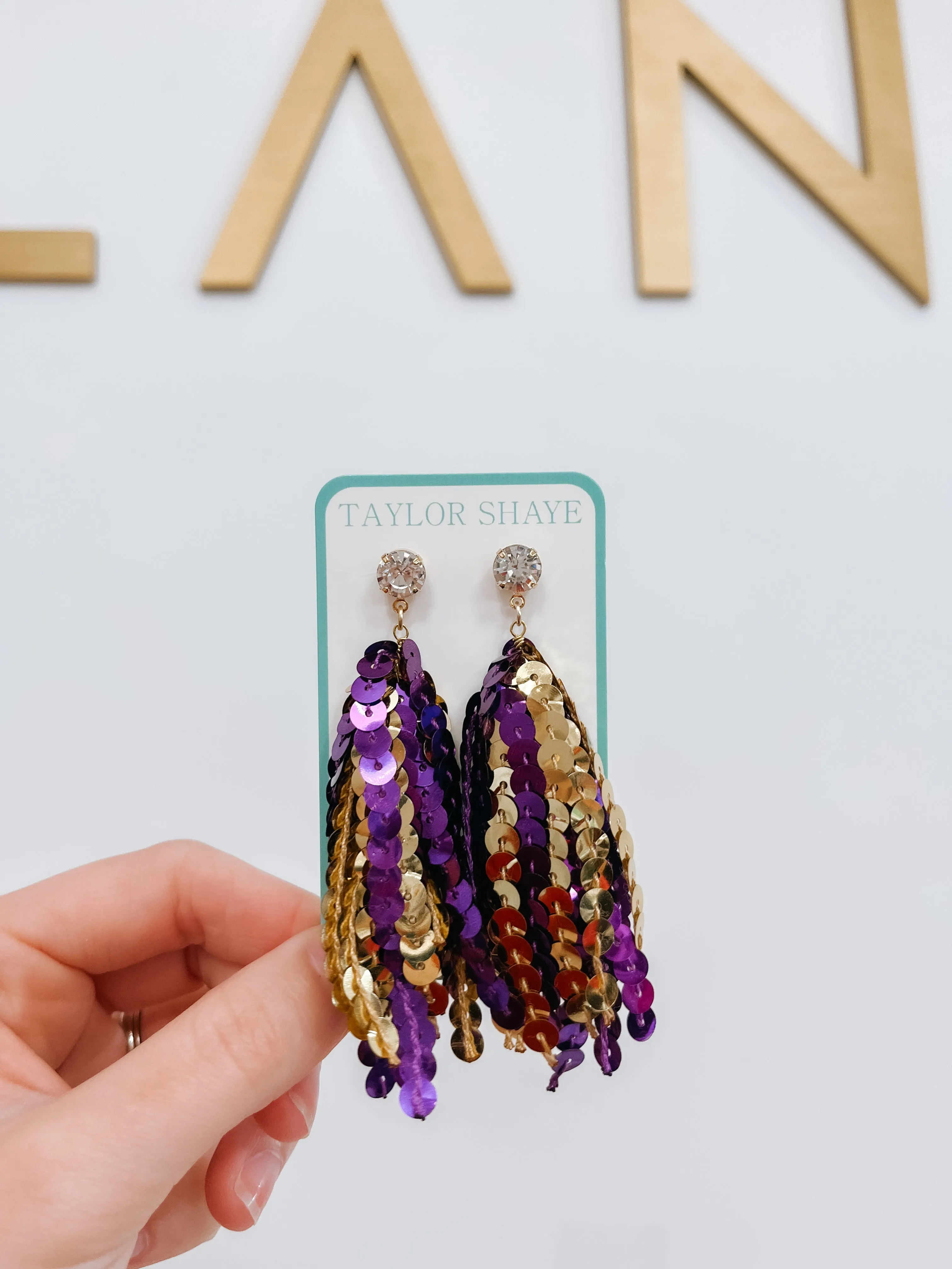 Purple Gold Tassel Earrings