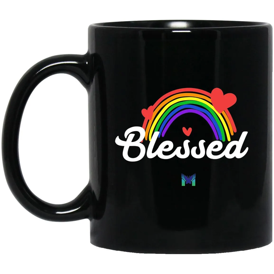 "Blessed" Mug - Rainbow & Hearts