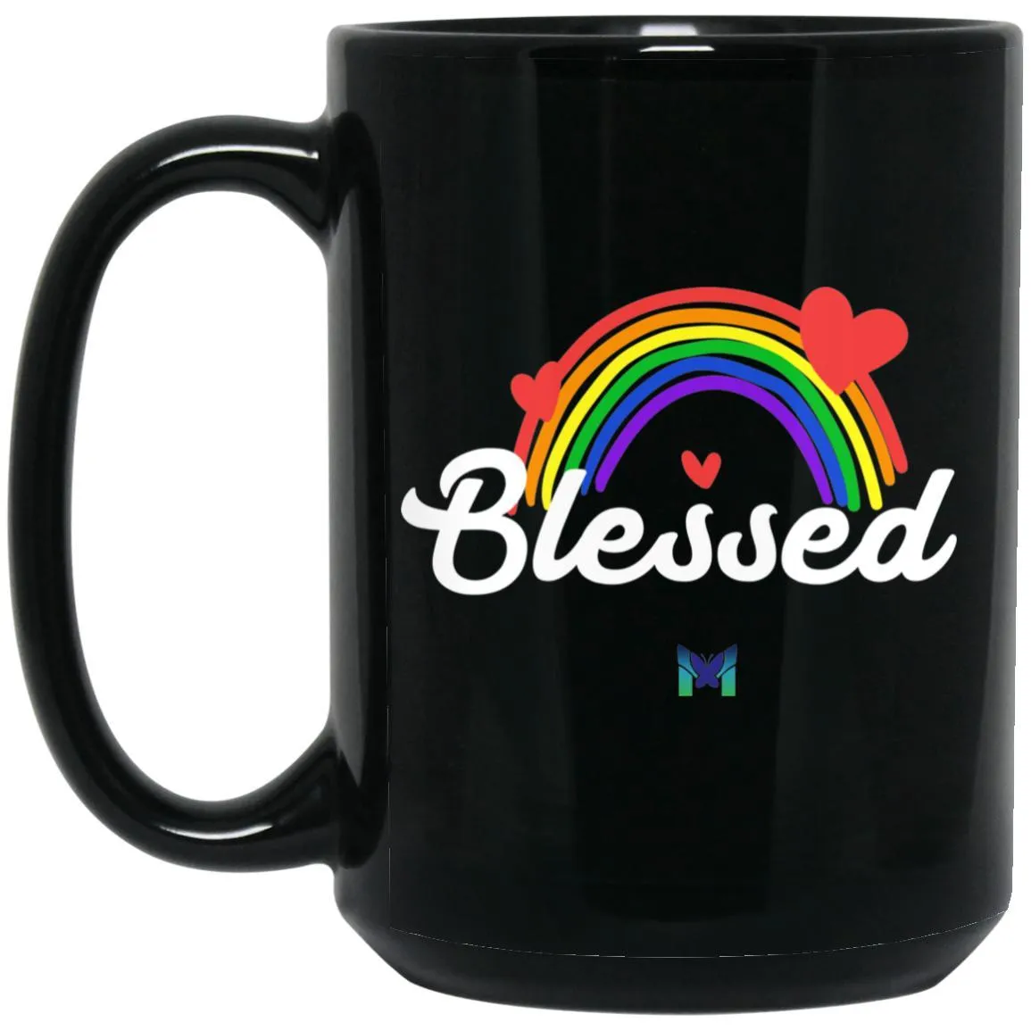 "Blessed" Mug - Rainbow & Hearts