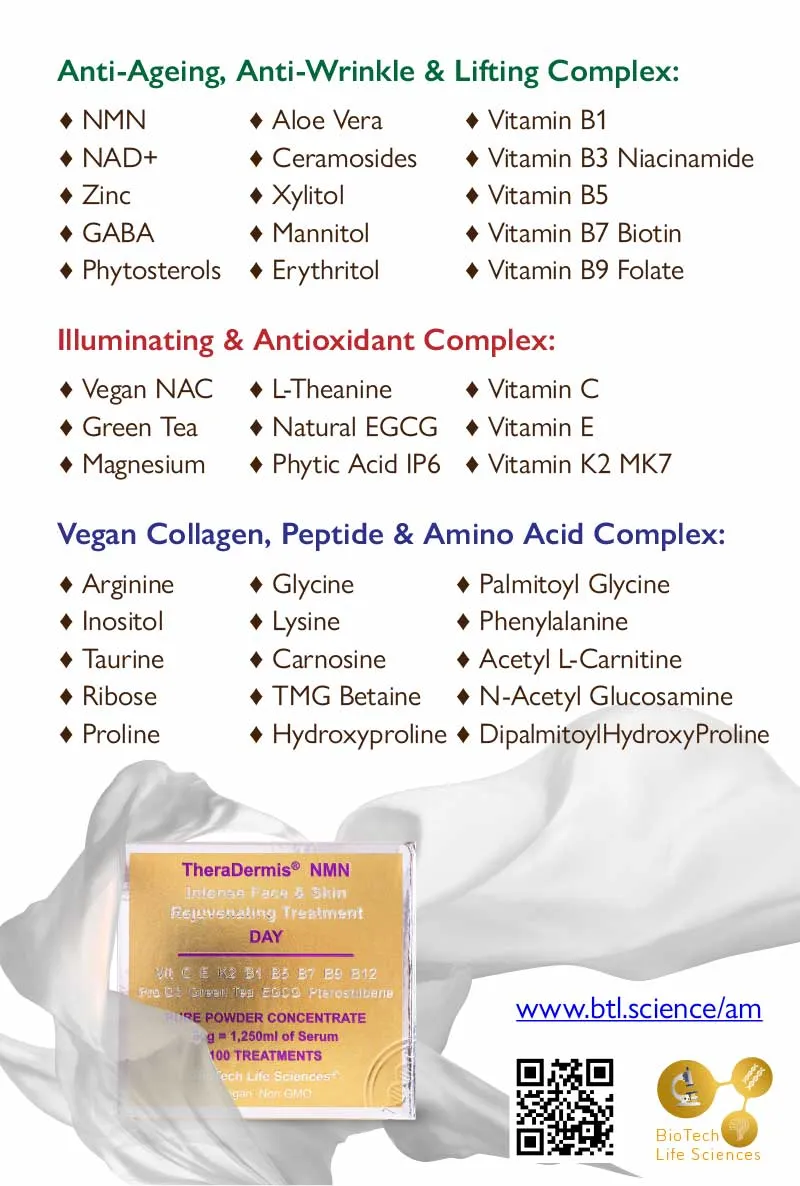 "Bye Bye Lines & Wrinkles" DAY - Face & Skin Rejuvenation - Increase Collagen, Minimise Pores, NAD  NMN Vitamin C   Niacinamide