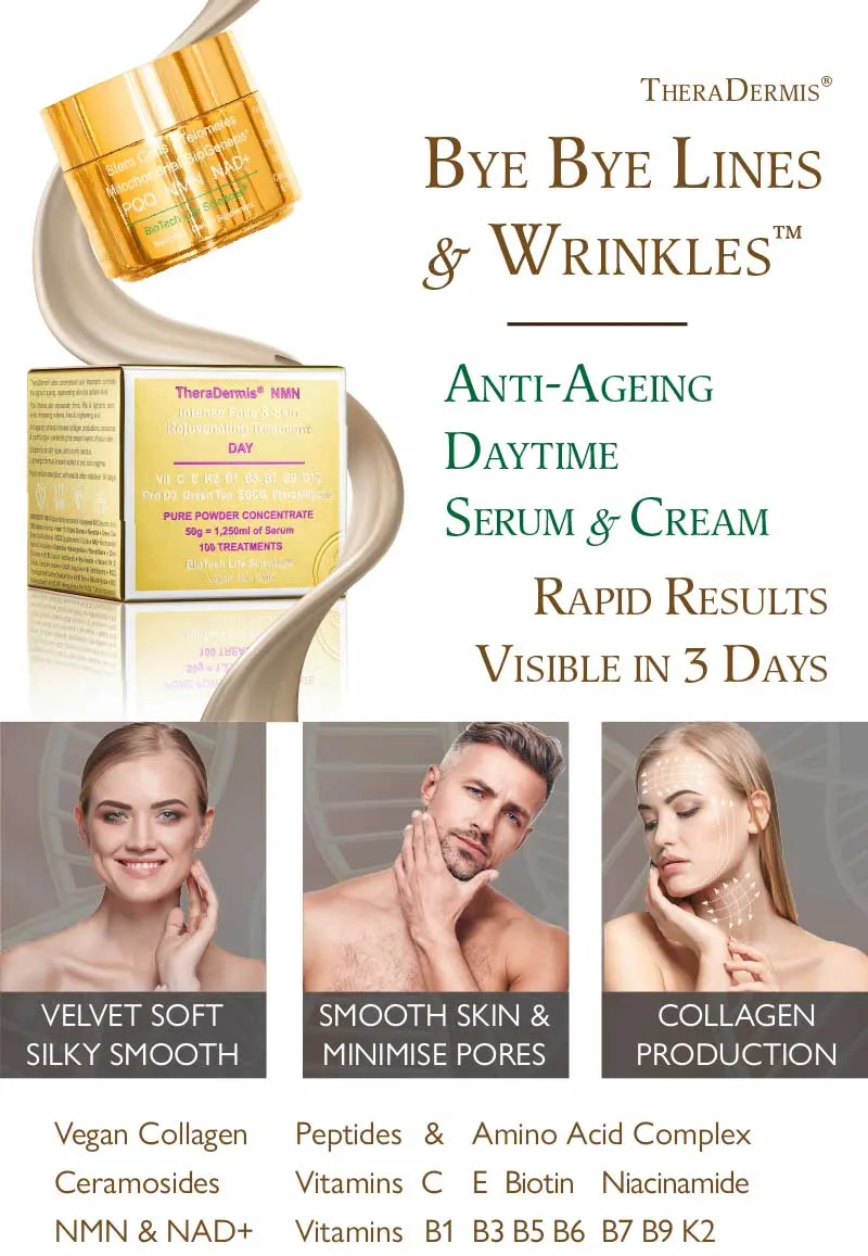 "Bye Bye Lines & Wrinkles" DAY - Face & Skin Rejuvenation - Increase Collagen, Minimise Pores, NAD  NMN Vitamin C   Niacinamide