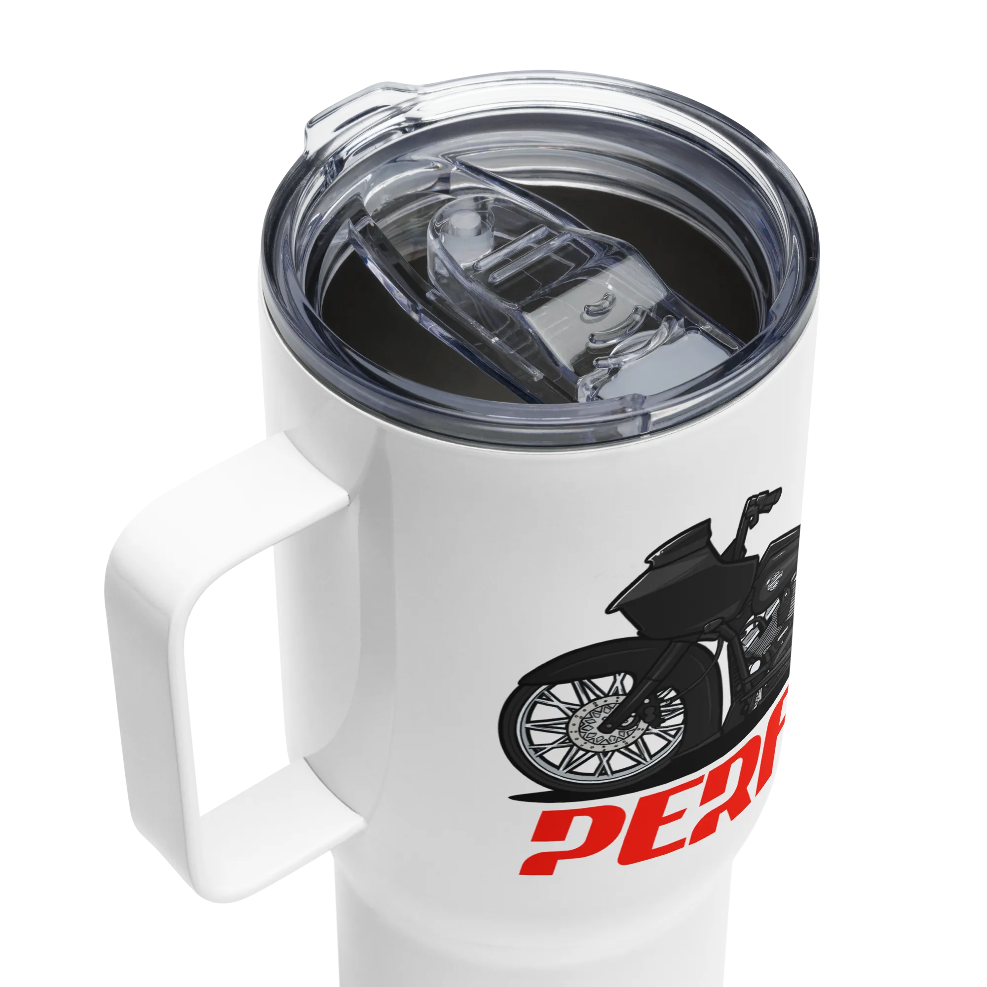 Ratchet Baggers Performance Travel mug with a handle