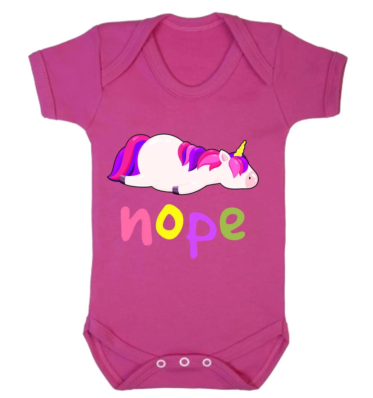 Reality Glitch Nope, Lazy Unicorn Kids Babygrow
