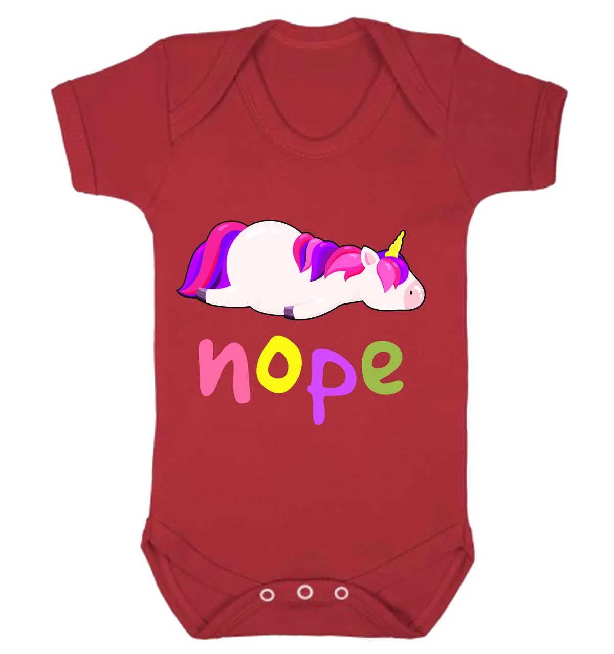 Reality Glitch Nope, Lazy Unicorn Kids Babygrow