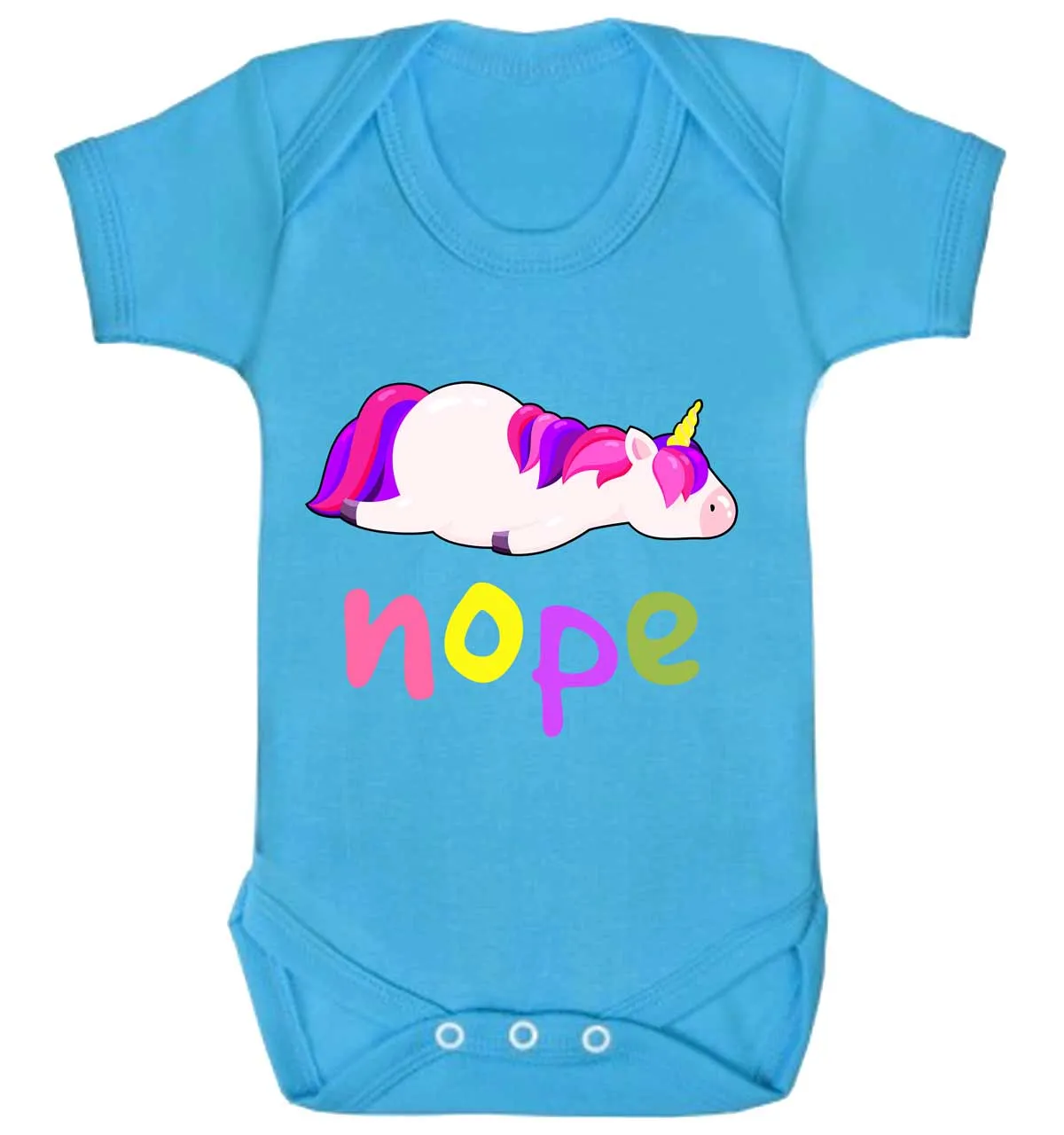 Reality Glitch Nope, Lazy Unicorn Kids Babygrow