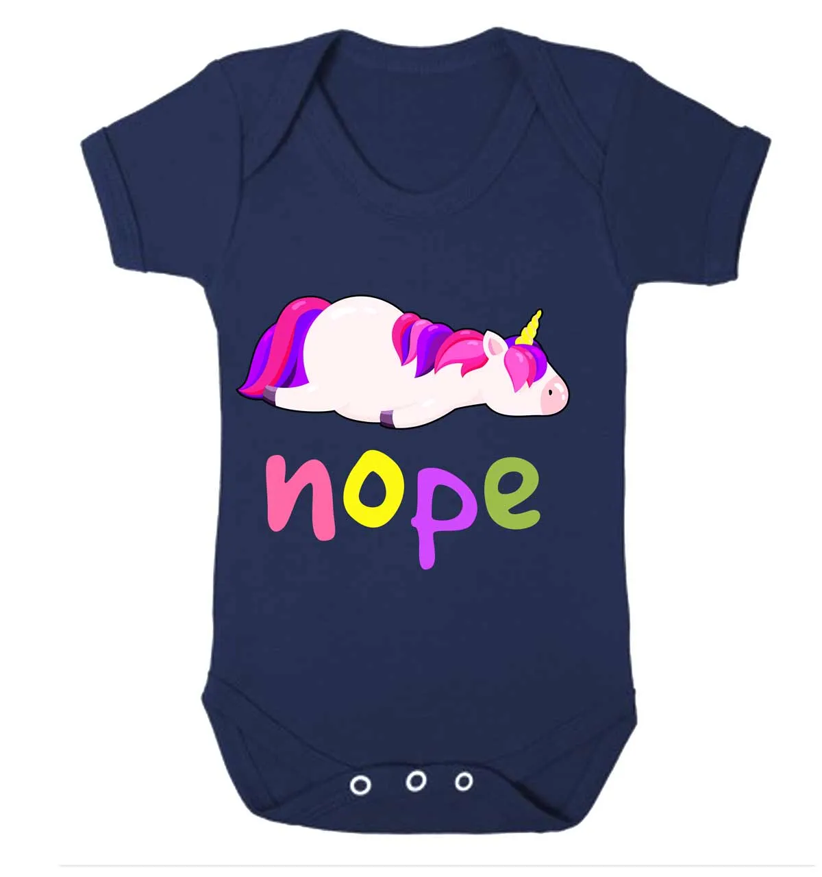 Reality Glitch Nope, Lazy Unicorn Kids Babygrow