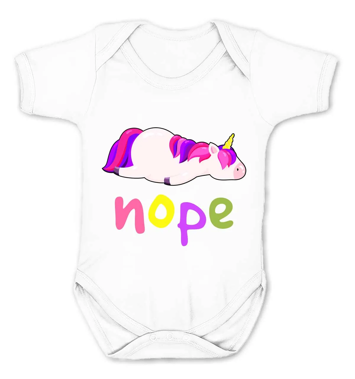 Reality Glitch Nope, Lazy Unicorn Kids Babygrow