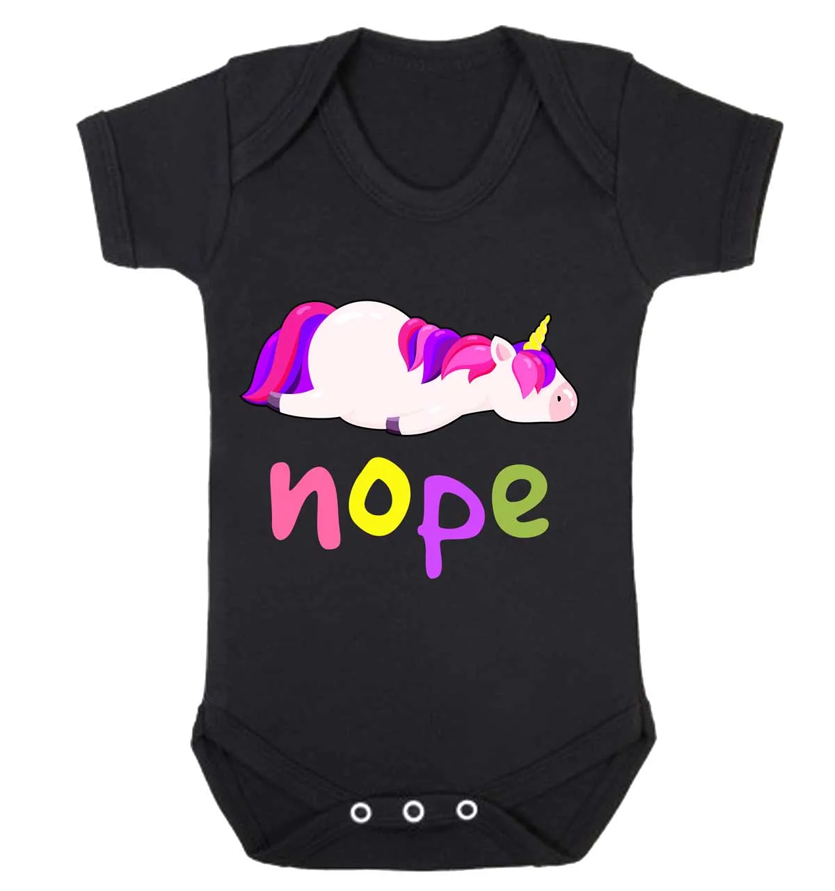 Reality Glitch Nope, Lazy Unicorn Kids Babygrow