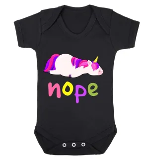 Reality Glitch Nope, Lazy Unicorn Kids Babygrow