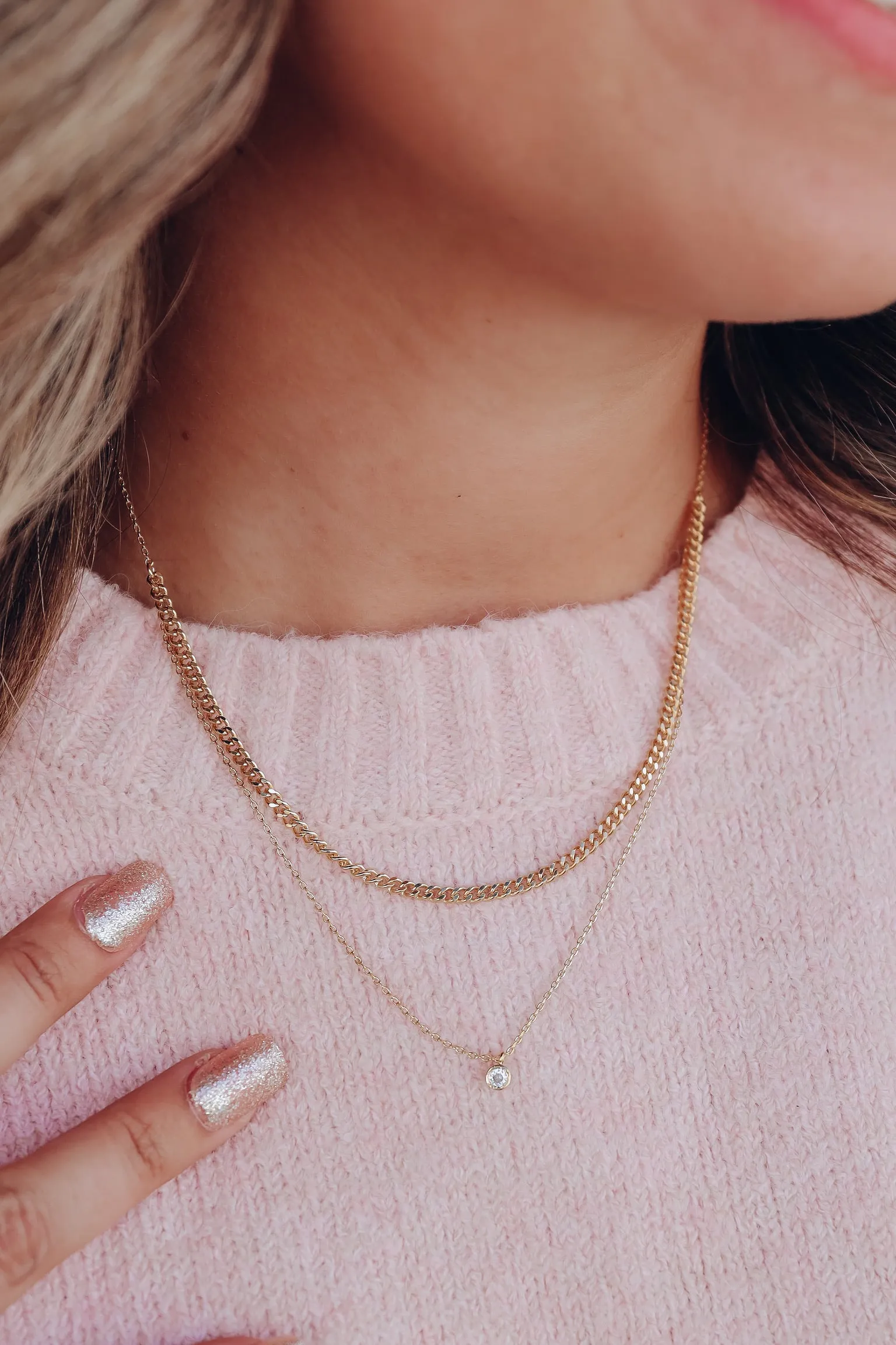 Refined Layered Pendant Necklace - Gold
