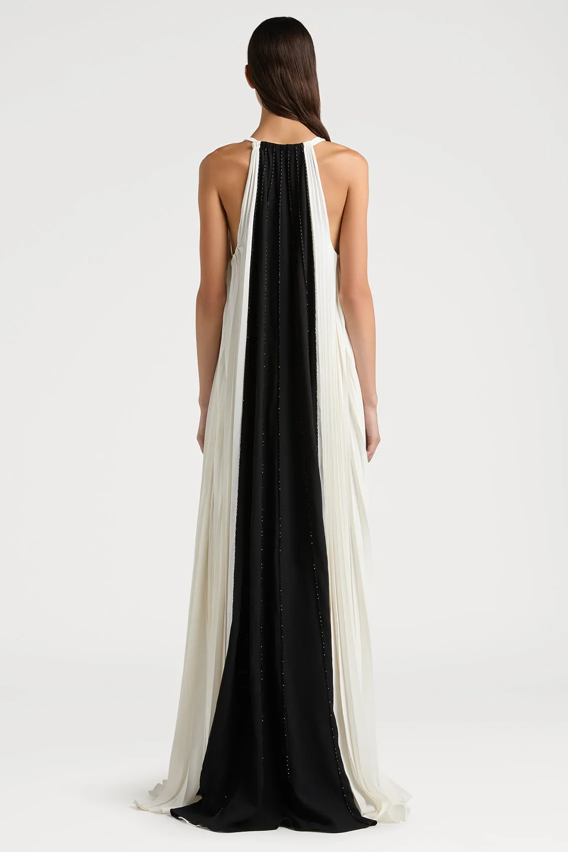 Refined Sophistication & Allure Black & White Contrast Gown