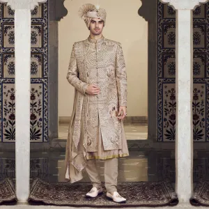 Refined Warm Beige Sherwani
