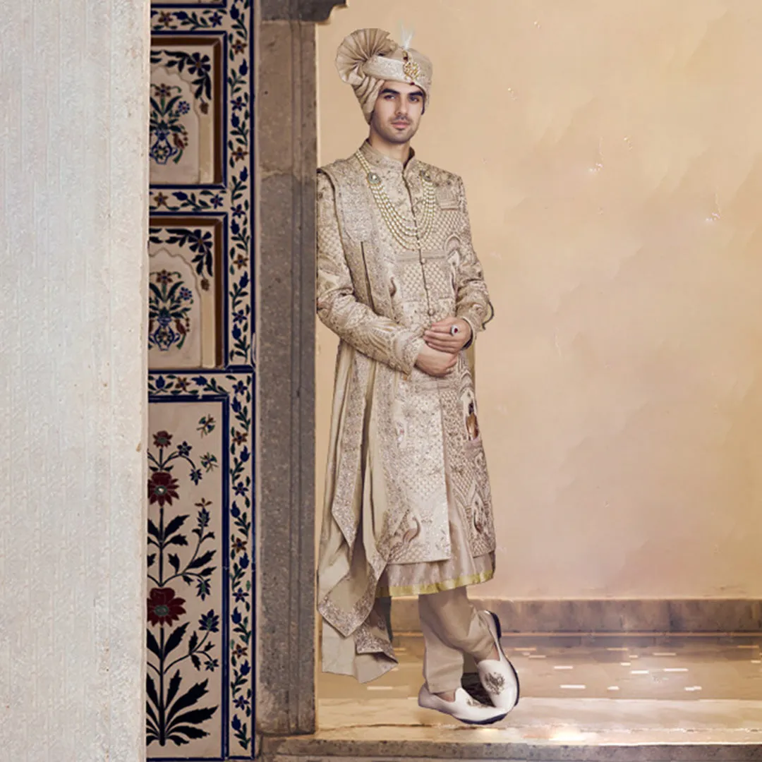 Refined Warm Beige Sherwani