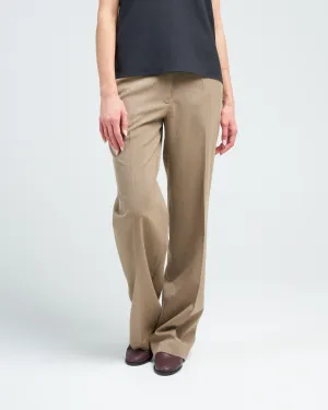 refined wool tricotine suiting rodney straight leg - dark tan