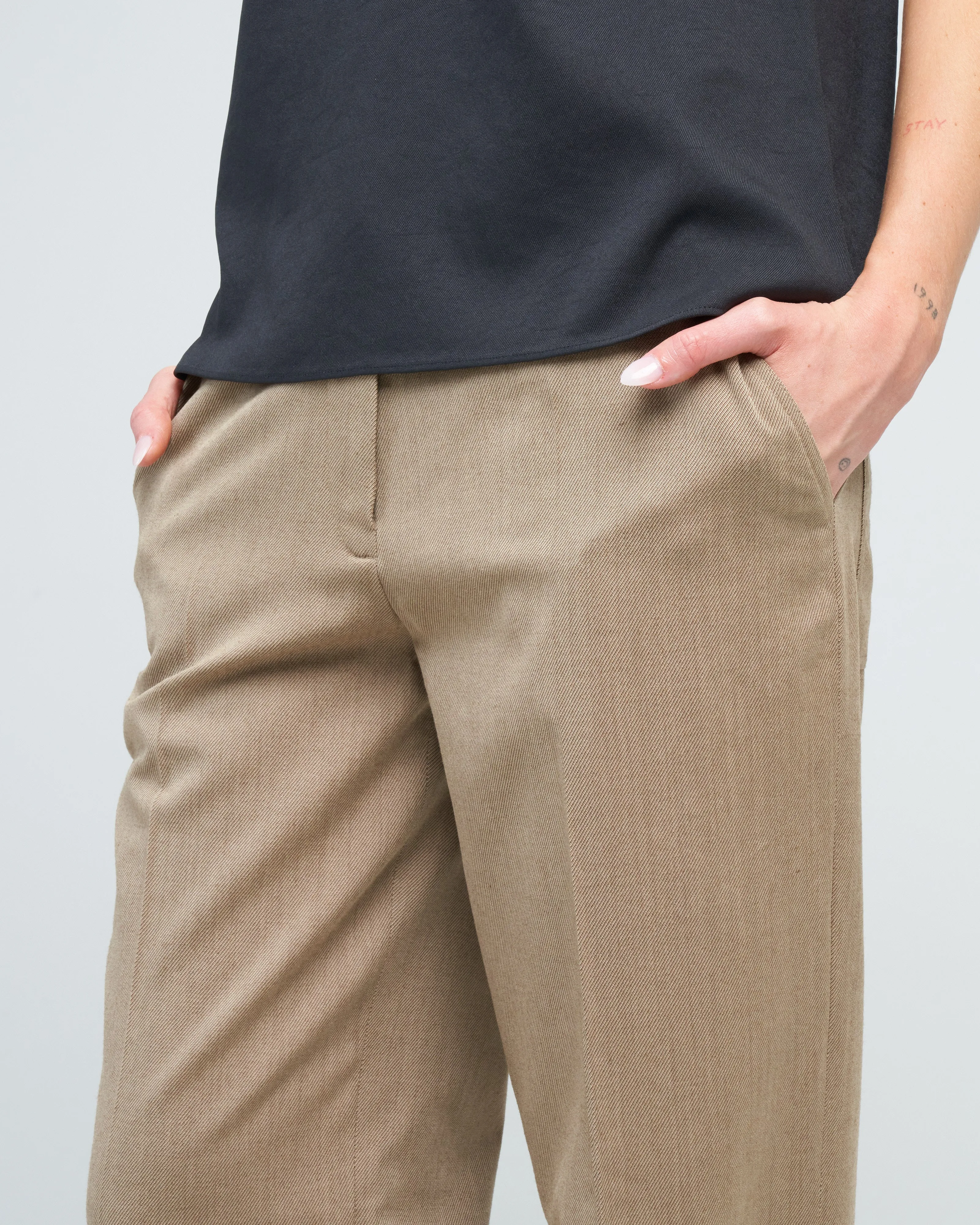 refined wool tricotine suiting rodney straight leg - dark tan
