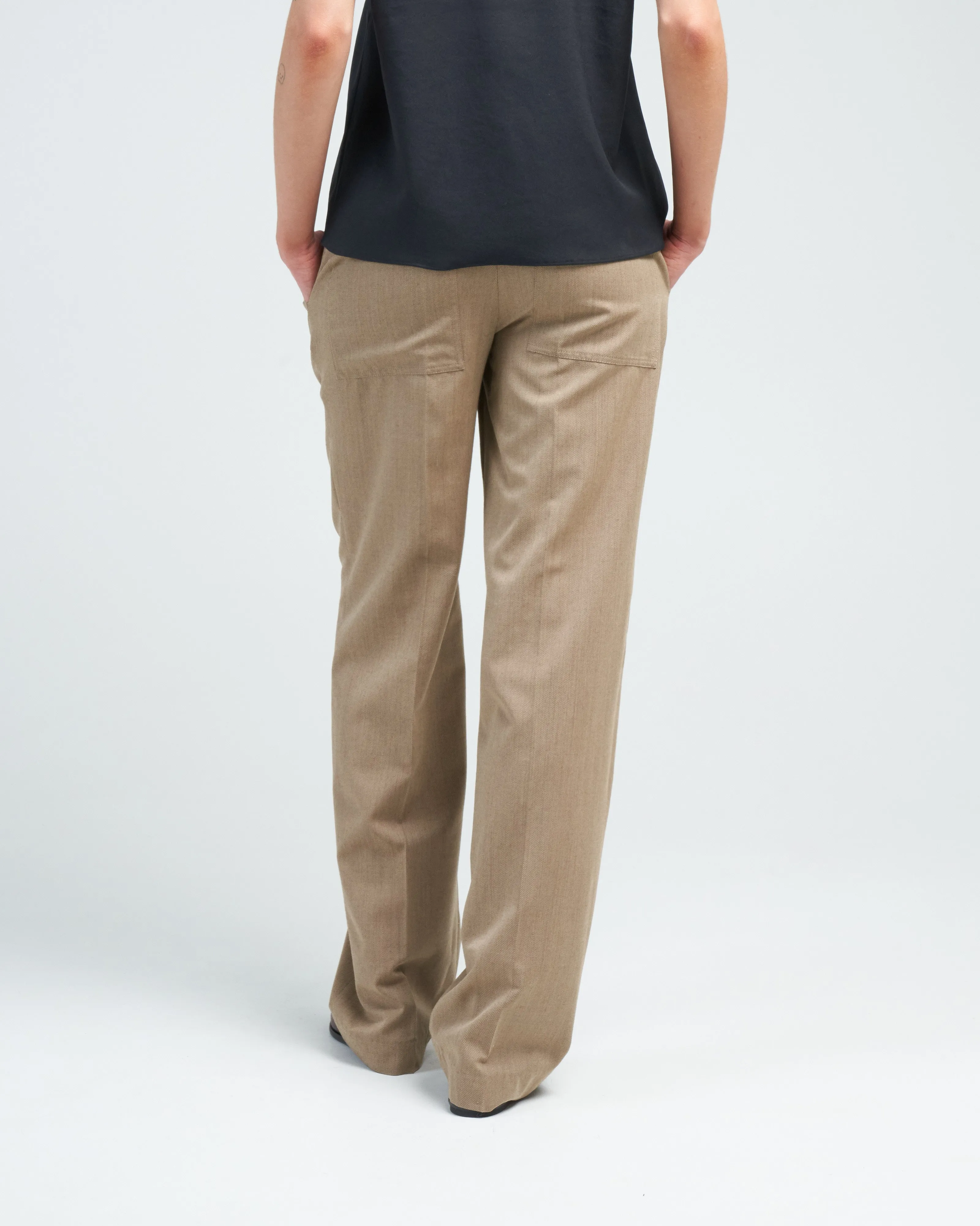 refined wool tricotine suiting rodney straight leg - dark tan