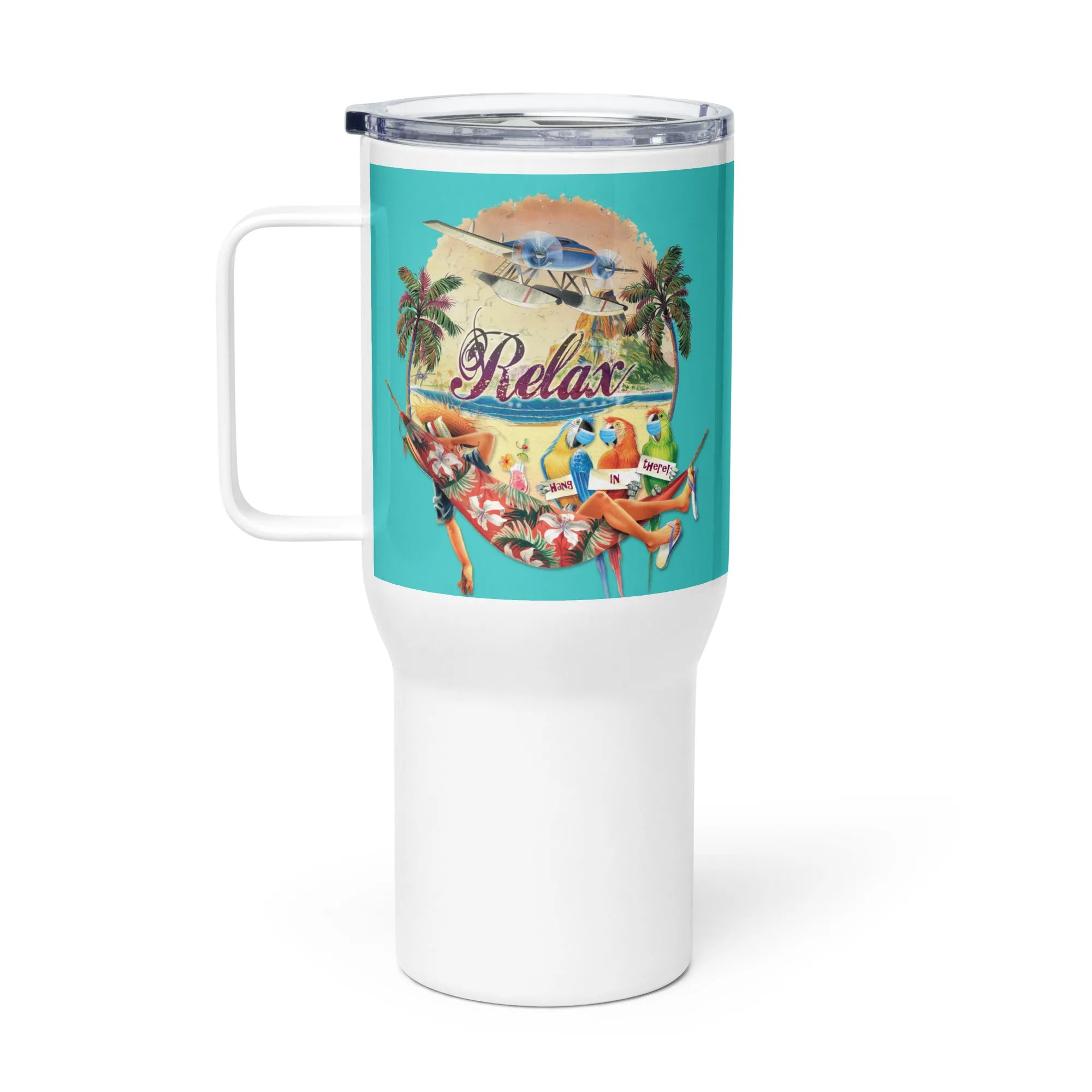 Relax Hammock Parrots Hang In There Travel Mug With Handle