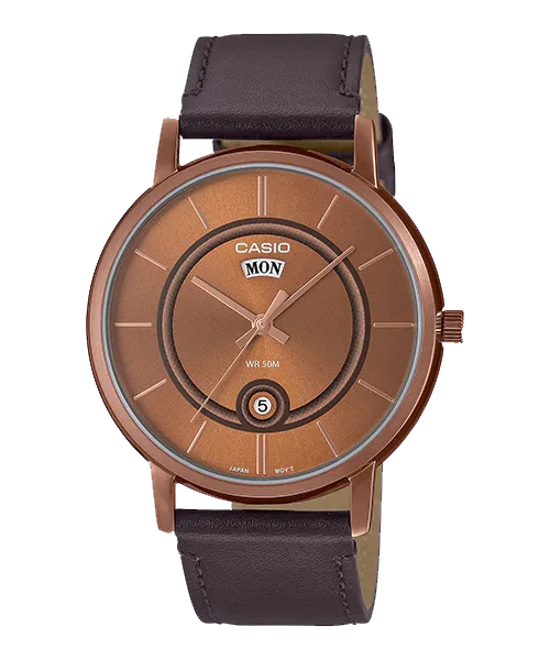 Reloj casual correa de cuero MTP-B120RL-5AV