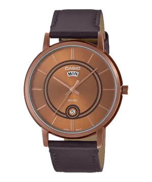 Reloj casual correa de cuero MTP-B120RL-5AV