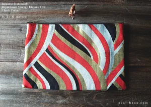 Repurposed Vintage Kimono Obi Clutch, Japanese Handmade z30c0001
