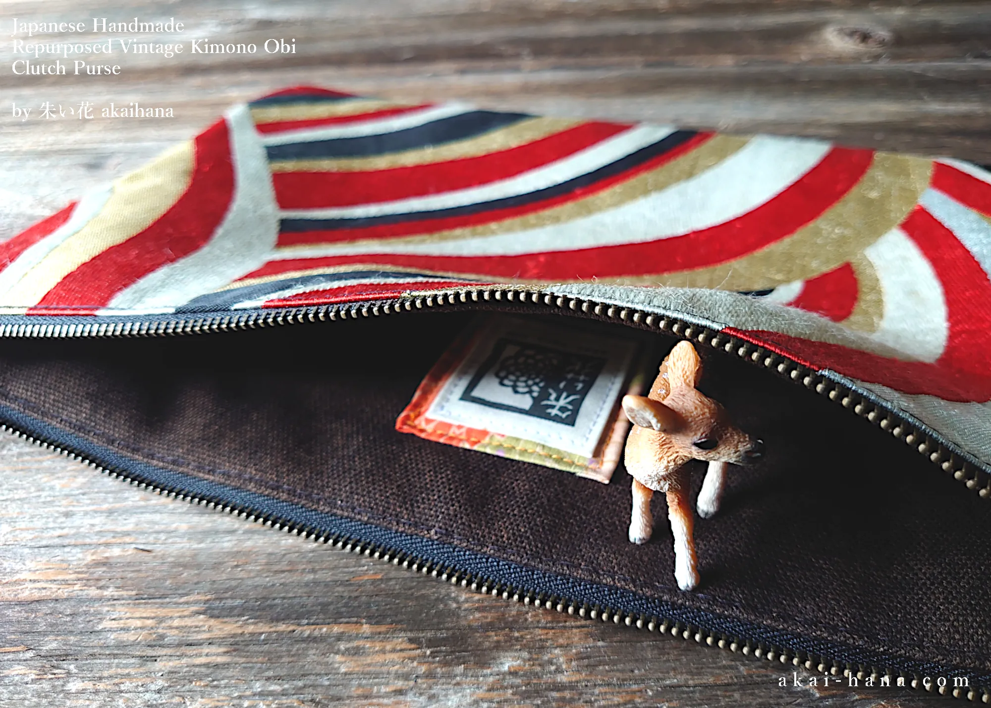 Repurposed Vintage Kimono Obi Clutch, Japanese Handmade z30c0001