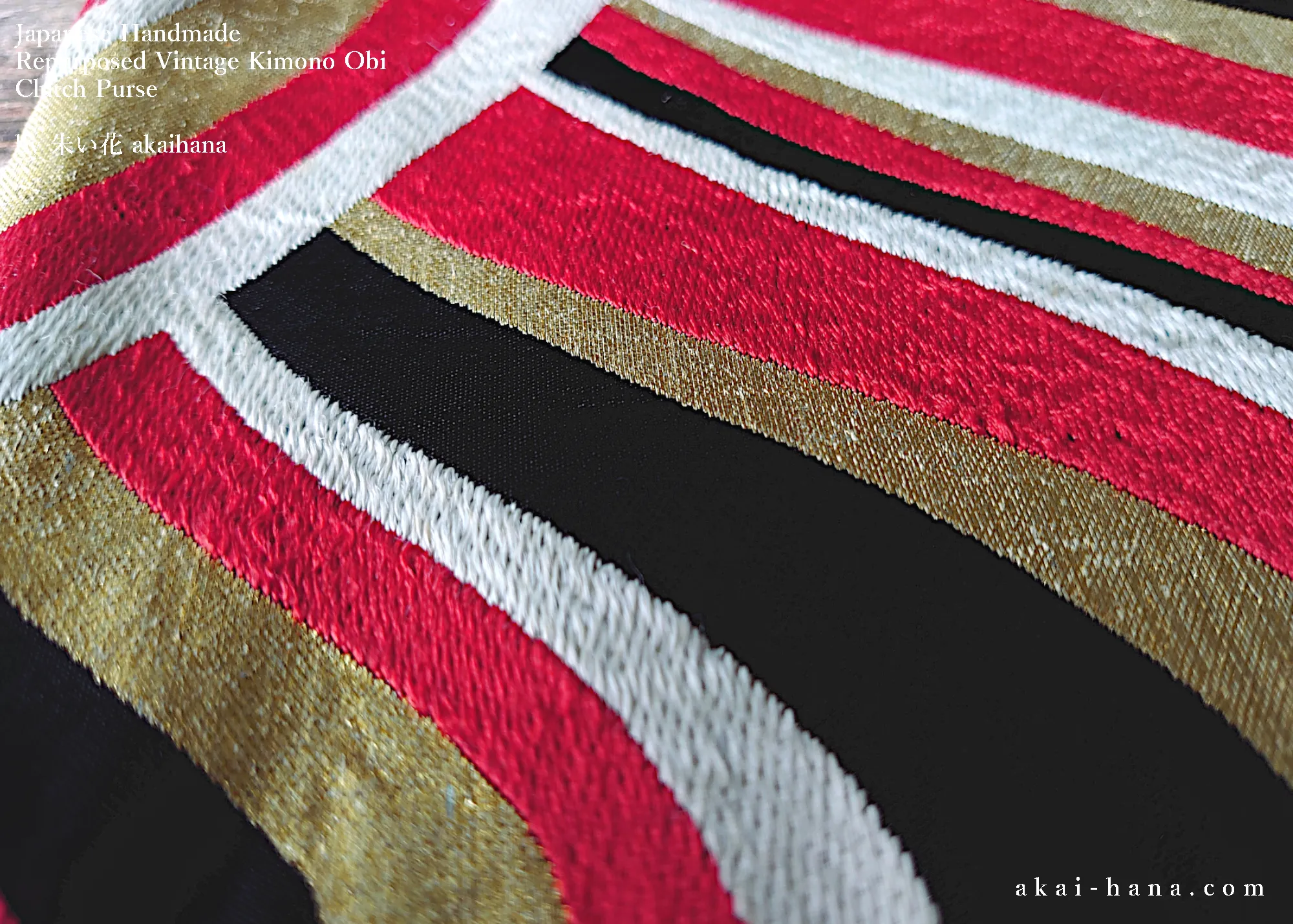 Repurposed Vintage Kimono Obi Clutch, Japanese Handmade z30c0001
