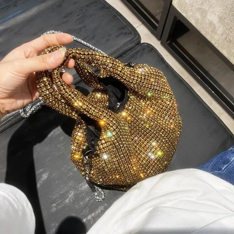 Rhinestone Handbags for Women 2022 New Luxury Crossbody Women's Bags Handle Rhinestones Evening clutch Bag purse bucket bag