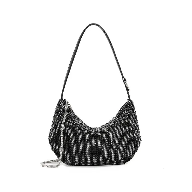 Rhinestone Underarm Semicircle Bag