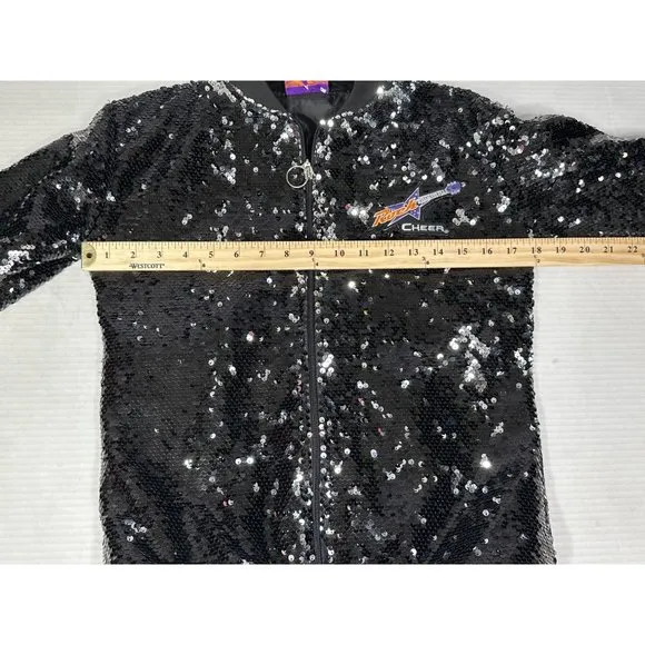 Rock Cheer Women's Sparkle Sequin Long Sleeve Zipper Bomber Jacket Size Small
