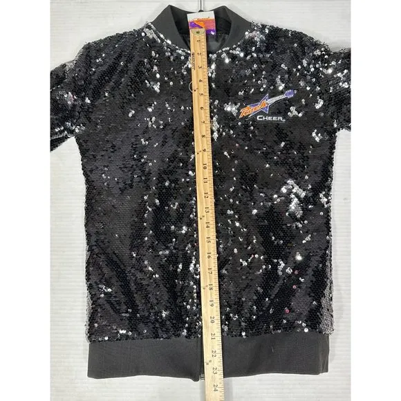 Rock Cheer Women's Sparkle Sequin Long Sleeve Zipper Bomber Jacket Size Small
