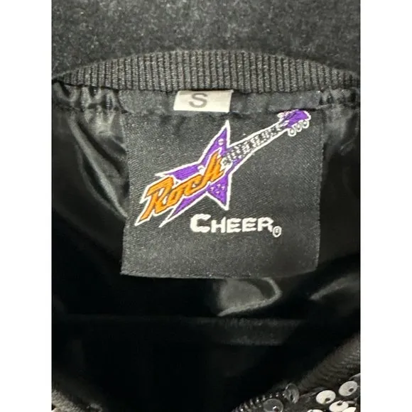 Rock Cheer Women's Sparkle Sequin Long Sleeve Zipper Bomber Jacket Size Small
