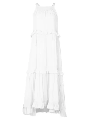 Romantic Ruffles Swing Sleeveless Halter Maxi Dress for Women