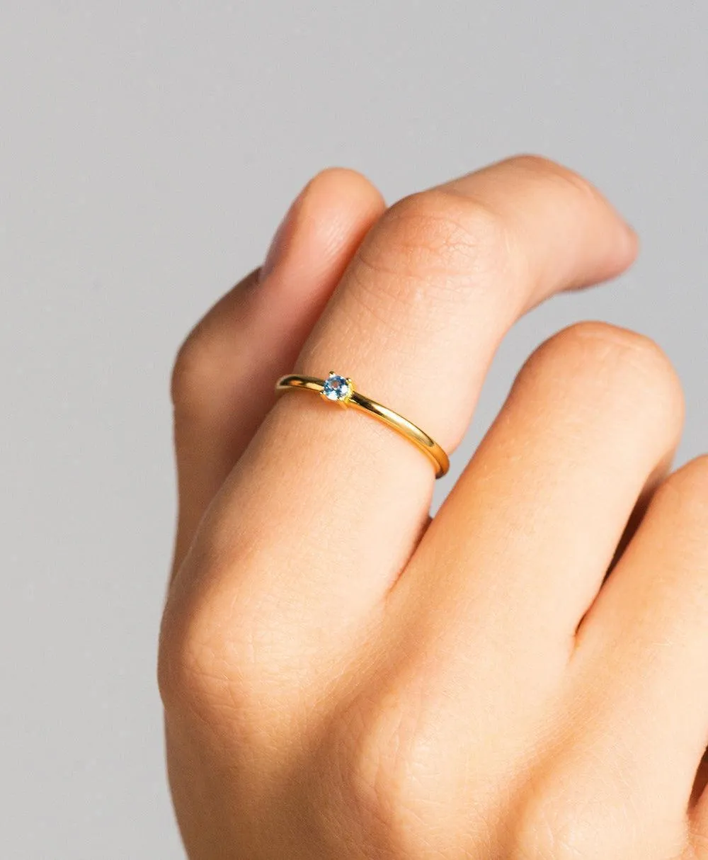 Rosa Ring Blue 18ct Gold Plated