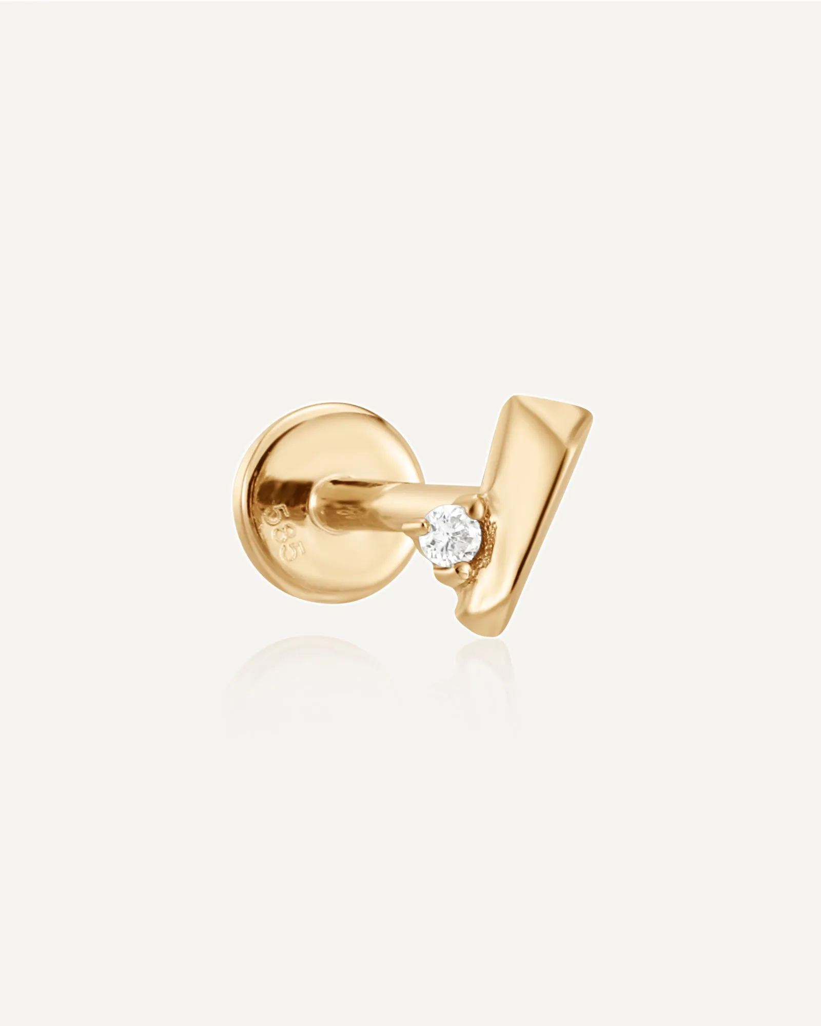 Sabine 14k Solid Gold White Topaz Flatback Stud