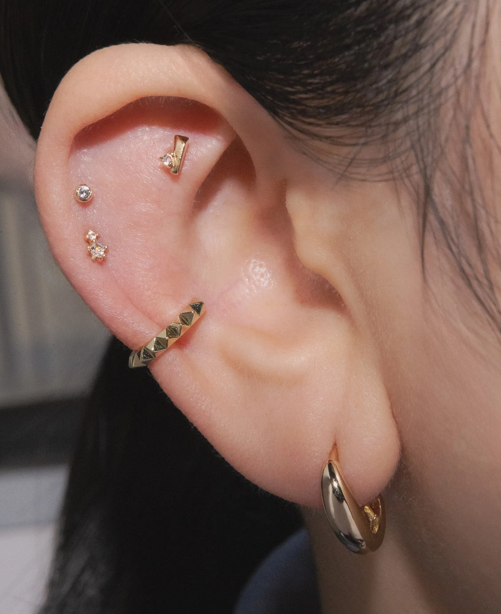 Sabine 14k Solid Gold White Topaz Flatback Stud