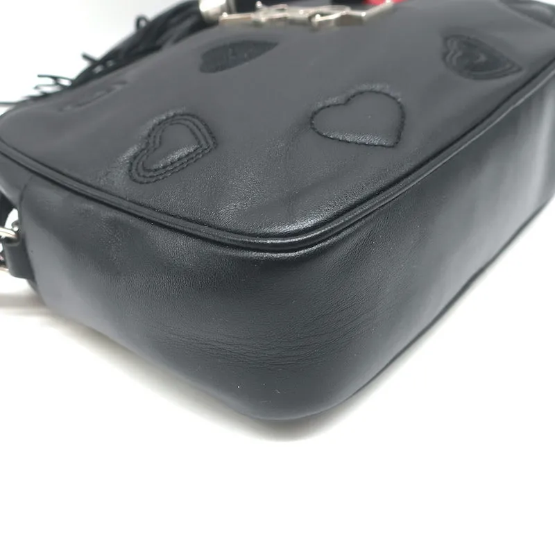 Saint Laurent Monogram Lou Hearts Camera Bag Black Leather Crossbody