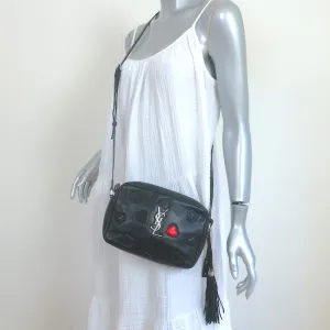 Saint Laurent Monogram Lou Hearts Camera Bag Black Leather Crossbody
