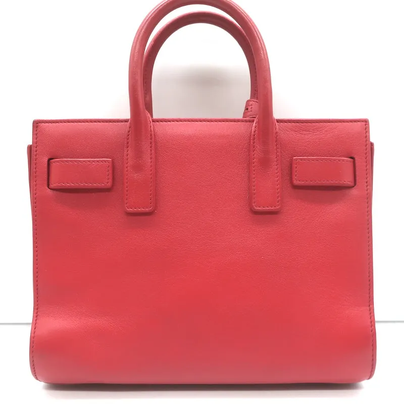 Saint Laurent Sac de Jour Nano Tote Red Leather Crossbody Bag