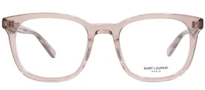 Saint Laurent SL 459O 4 Square Plastic Brown Eyeglasses with Logo Stamped Demo Lenses