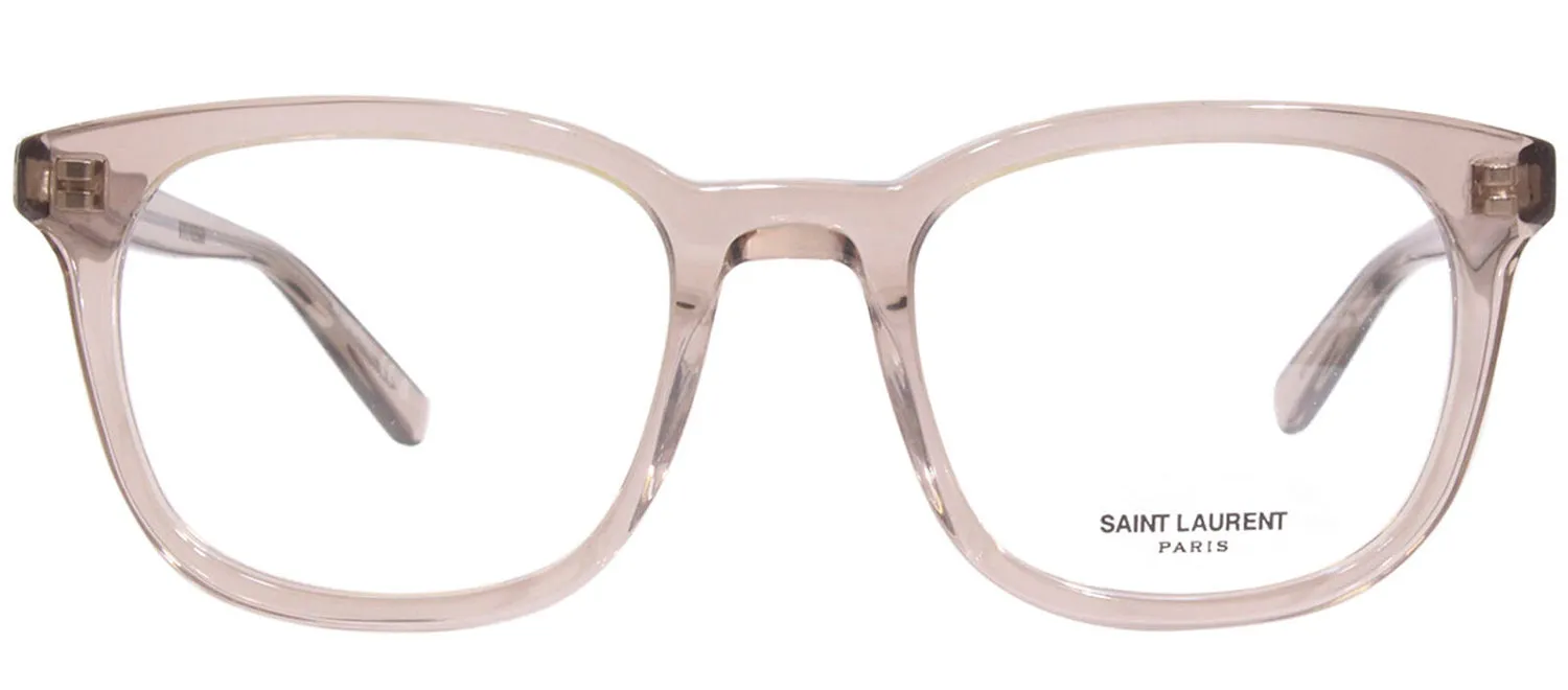 Saint Laurent SL 459O 4 Square Plastic Brown Eyeglasses with Logo Stamped Demo Lenses