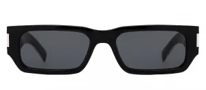 Saint Laurent SL 660 001 Rectangle Plastic Black Sunglasses with Grey Lens