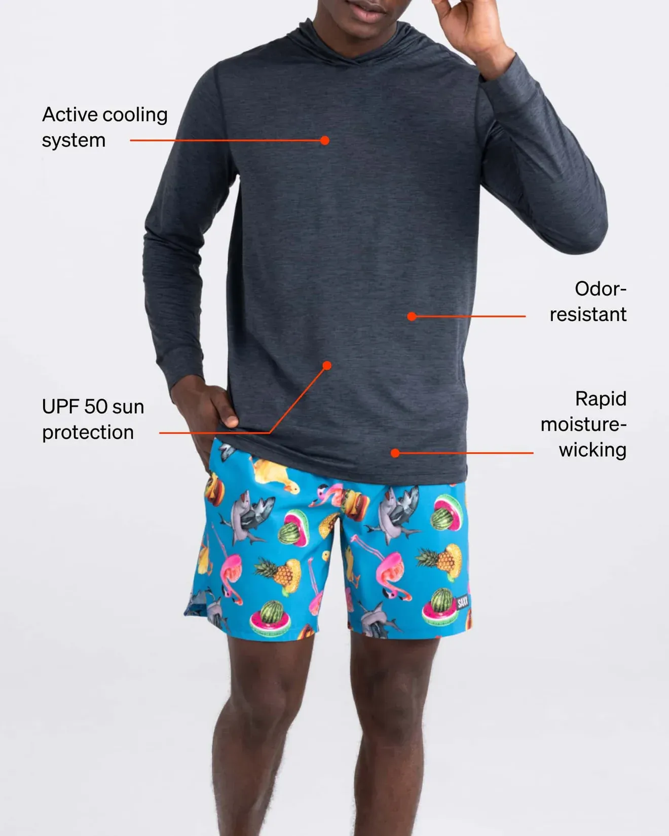 Saxx Mens Droptemp™ All Day Cooling Performance Hoodie