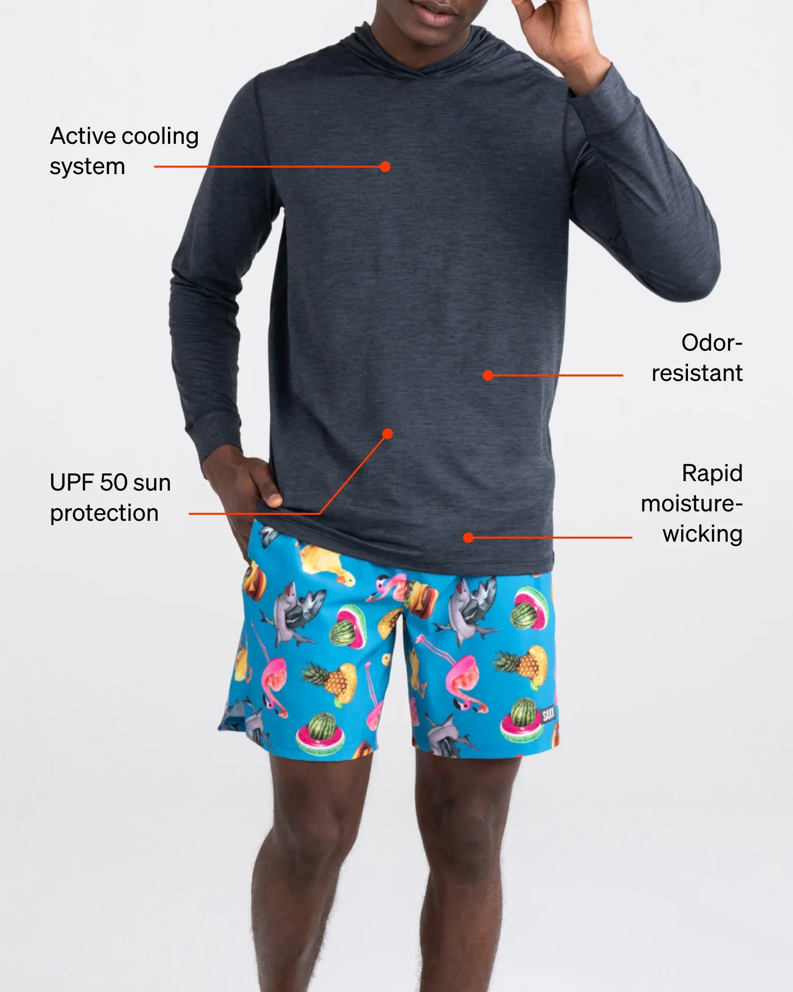 Saxx Mens Droptemp™ All Day Cooling Print Hoodie