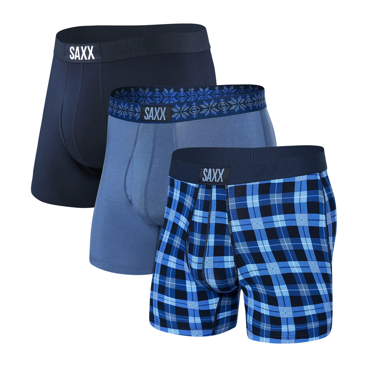 Saxx Vibe Underwear 3 Pack - Merry & Bright/Snowflake/Navy