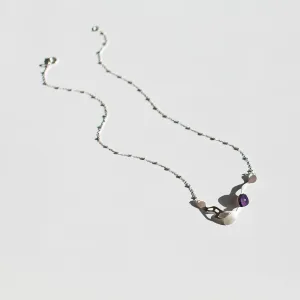 Seaweed Collar Necklace in Brushed Silver