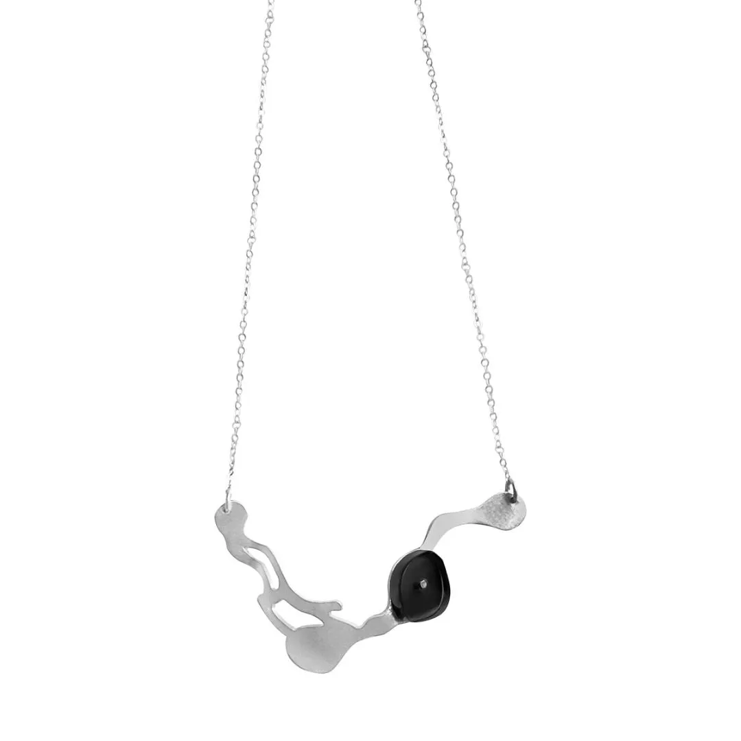 Seaweed Collar Necklace in Brushed Silver