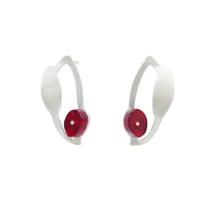 Seaweed Drop Earrings in Brushed Silver