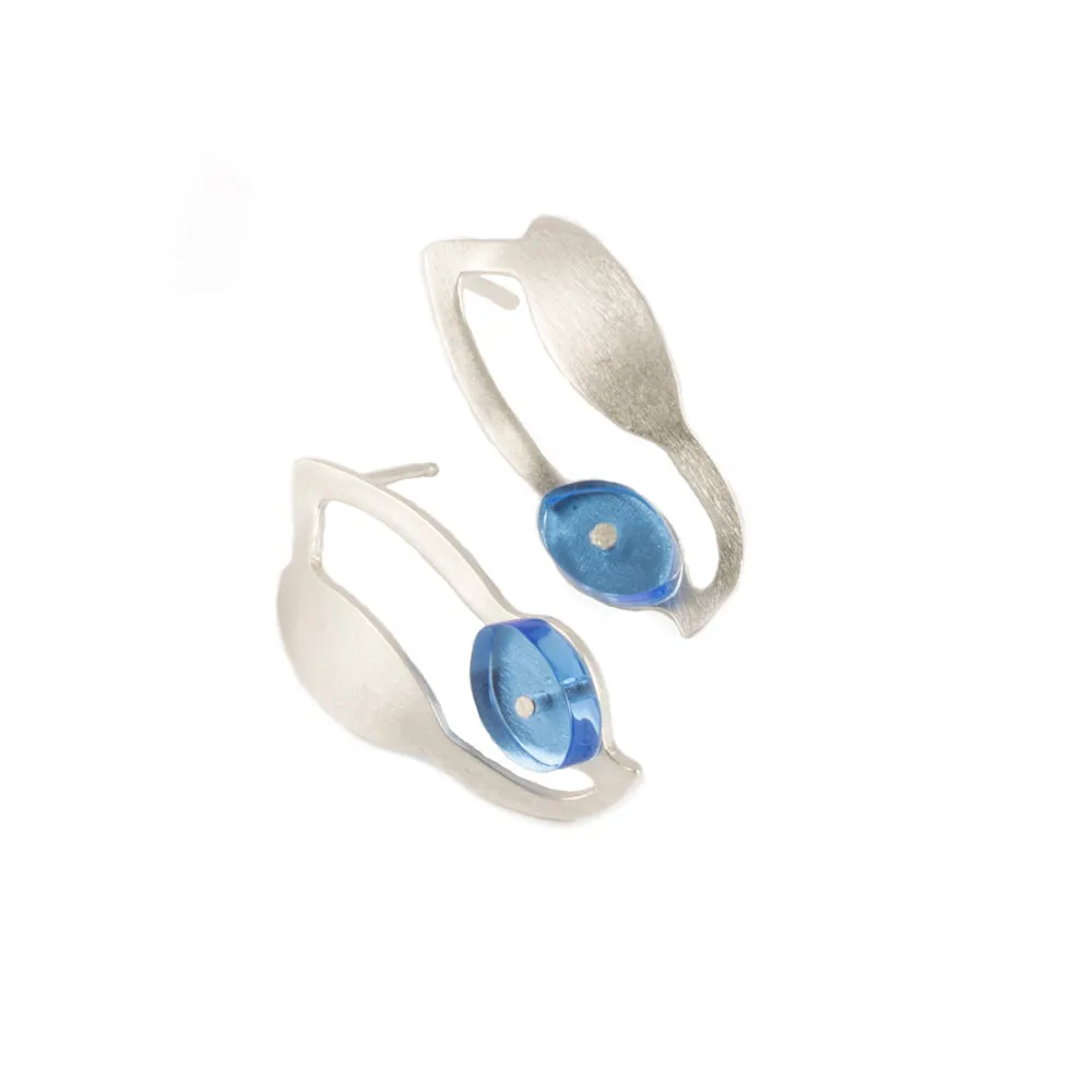 Seaweed Drop Earrings in Brushed Silver